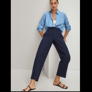 Massimo Dutti Straight Fit Darted Wool Trousers